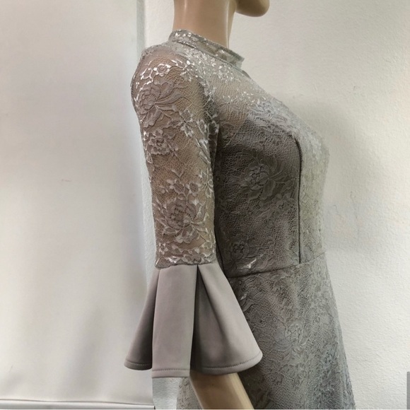 Chi Chi London Tulle Lace Prom Midi Dress - Grey - Picture 14 of 16